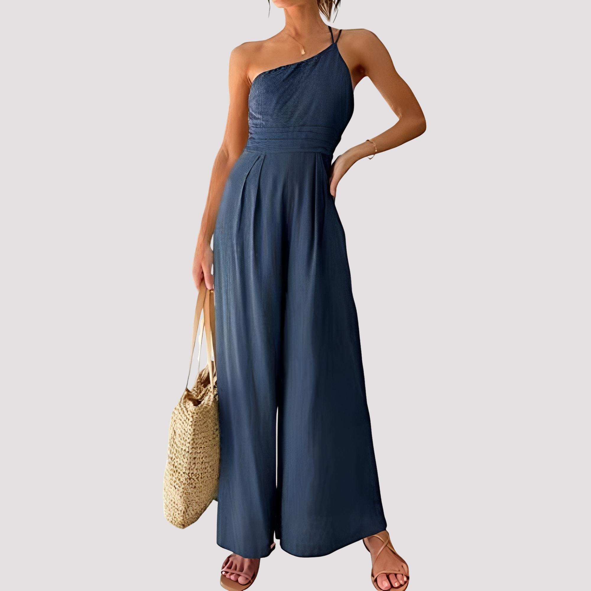 Carla - Stilvoller Ein-Schulter-Jumpsuit mit weitem Bein für Damen