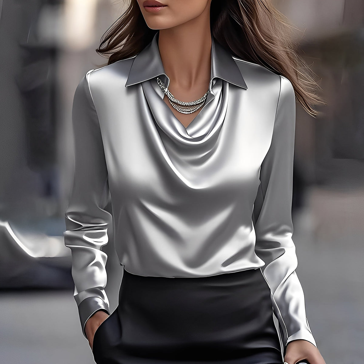 Laurentine - Anspruchsvolle Bluse mit langen Ärmeln für Damen