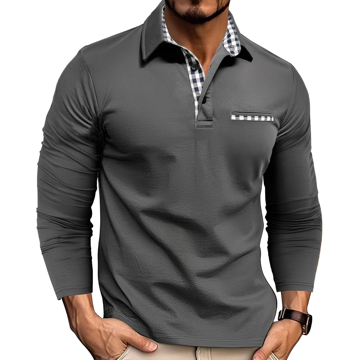 Grover - Entspanntes Langarm-Poloshirt