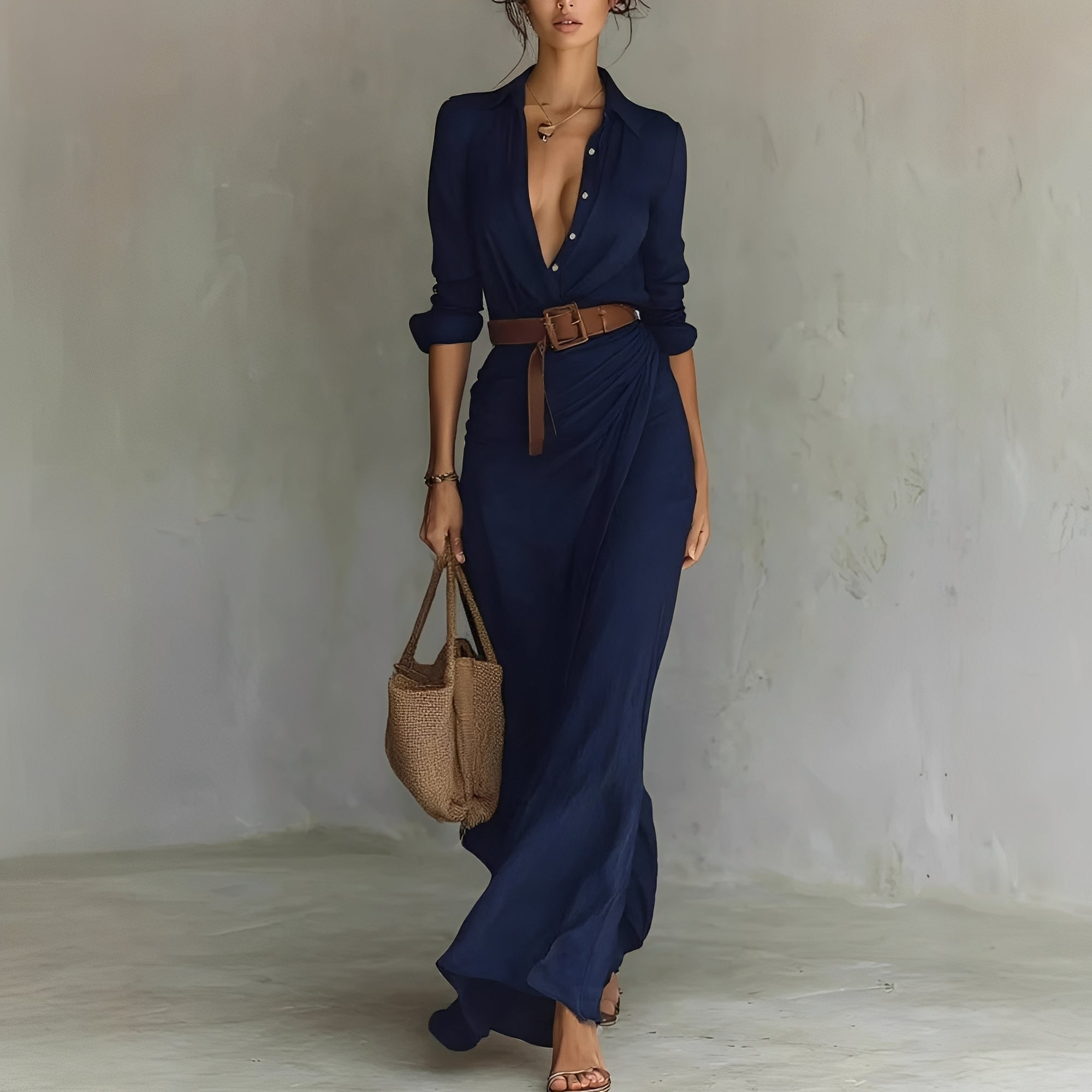 Hanny - Komfortables Maxikleid mit Taillengürtel