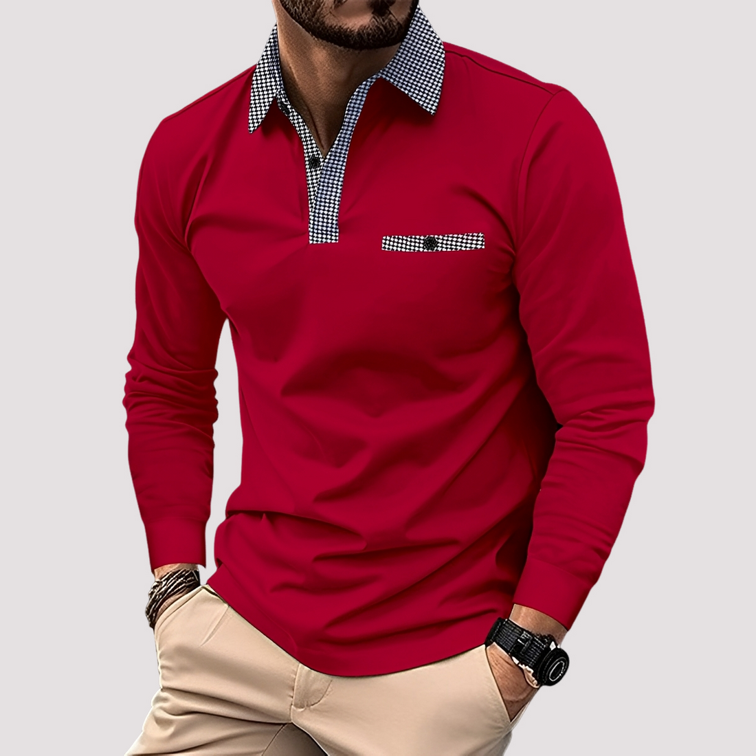 Aidan - Elegantes Langarm-Poloshirt für Herren