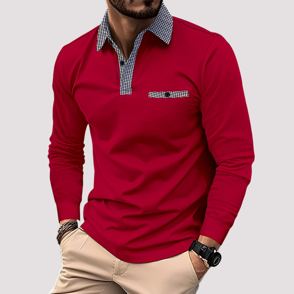 Aidan - Elegantes Langarm-Poloshirt für Herren