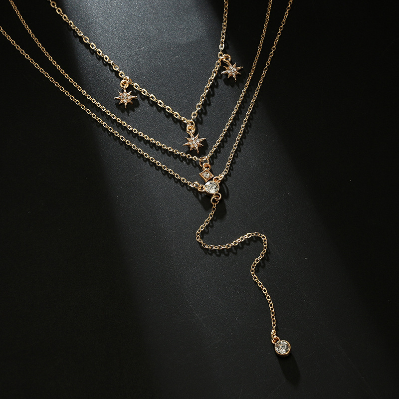 Schichtkette mit Boho-Kristallstern-Anhängern