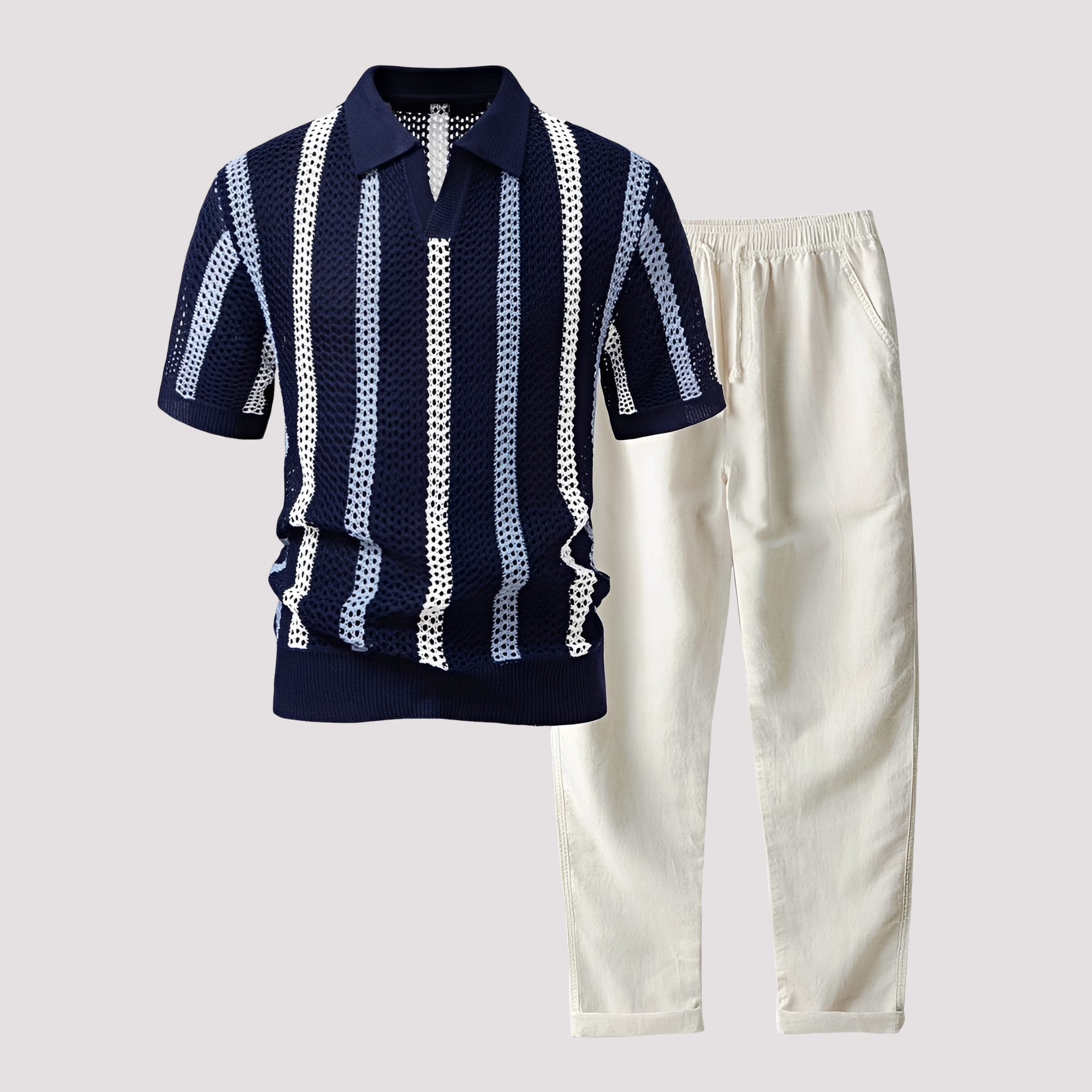 Richards - Bequemes Streifen-Polo mit Hosen-Set