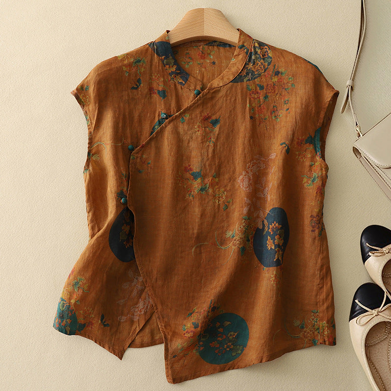 Diana - Ärmellose Bluse mit Blumendruck