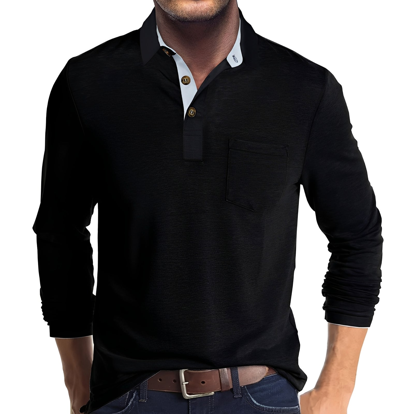 Marty - Lockeres Herren-Poloshirt mit langen Ärmeln