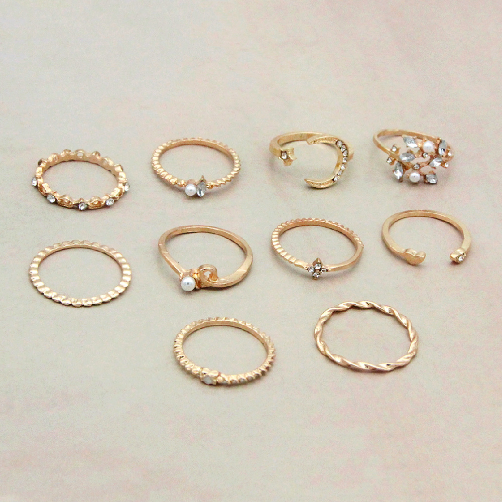 Ringe-Set mit Mond und Stern - 10 Teile