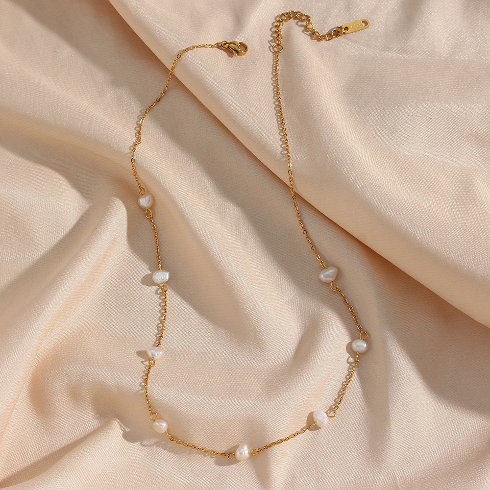 Goldene Perlenkette - Alltags-Halskette