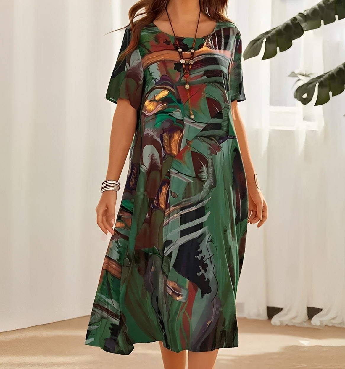 Alexa - Schickes, bedrucktes Damenkleid mit legerer Passform