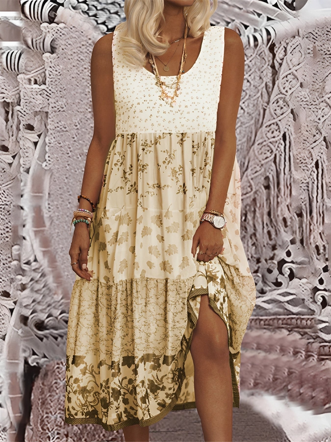 Nancy - Trendiges Boho-Midikleid