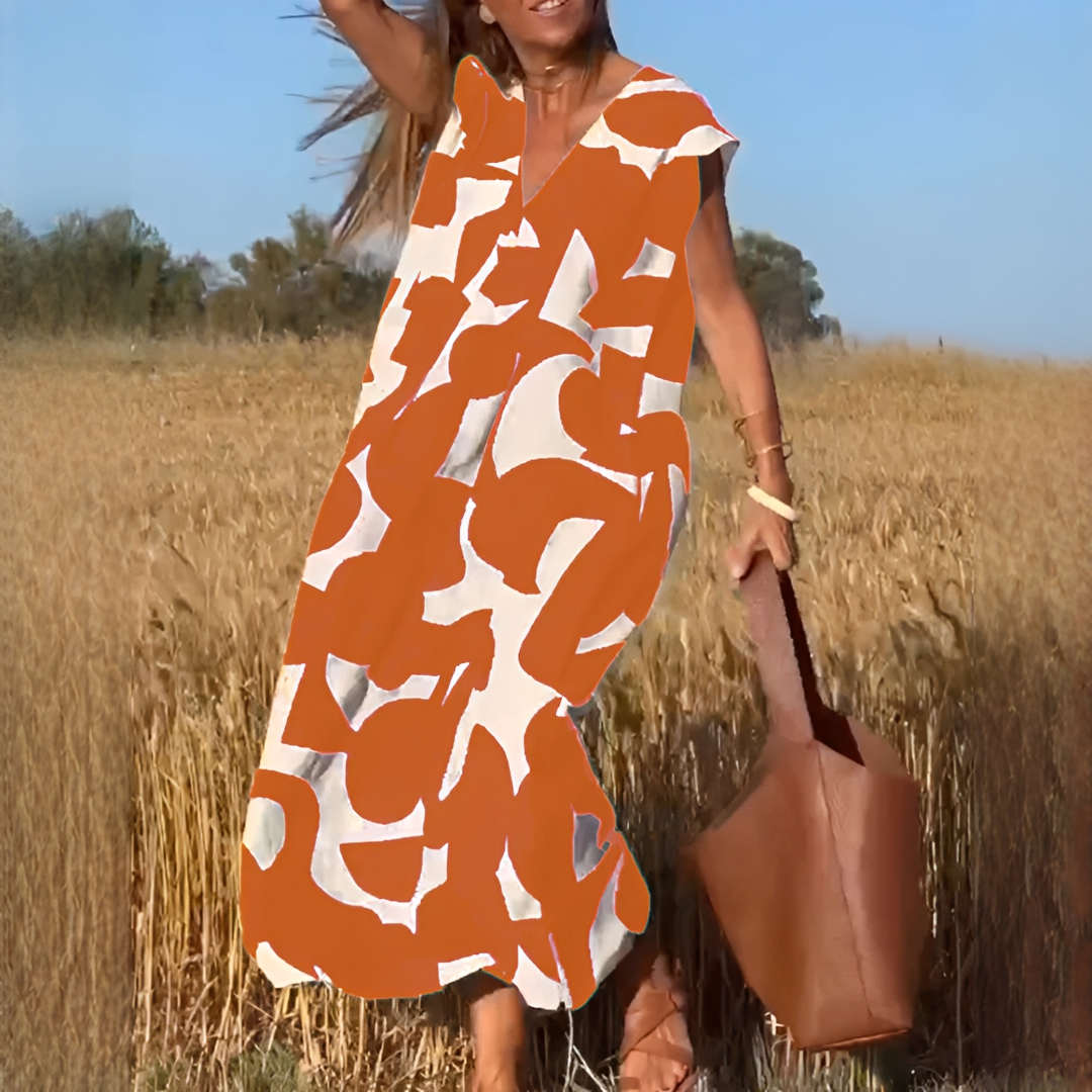 Vicky - Elegantes V-Ausschnitt Weites Kleid