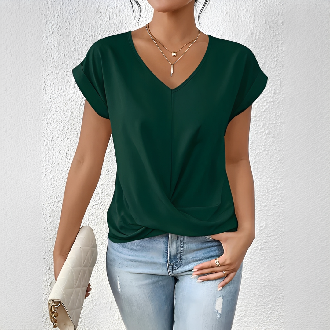 Velanie - Weites V-Ausschnitt-Shirt