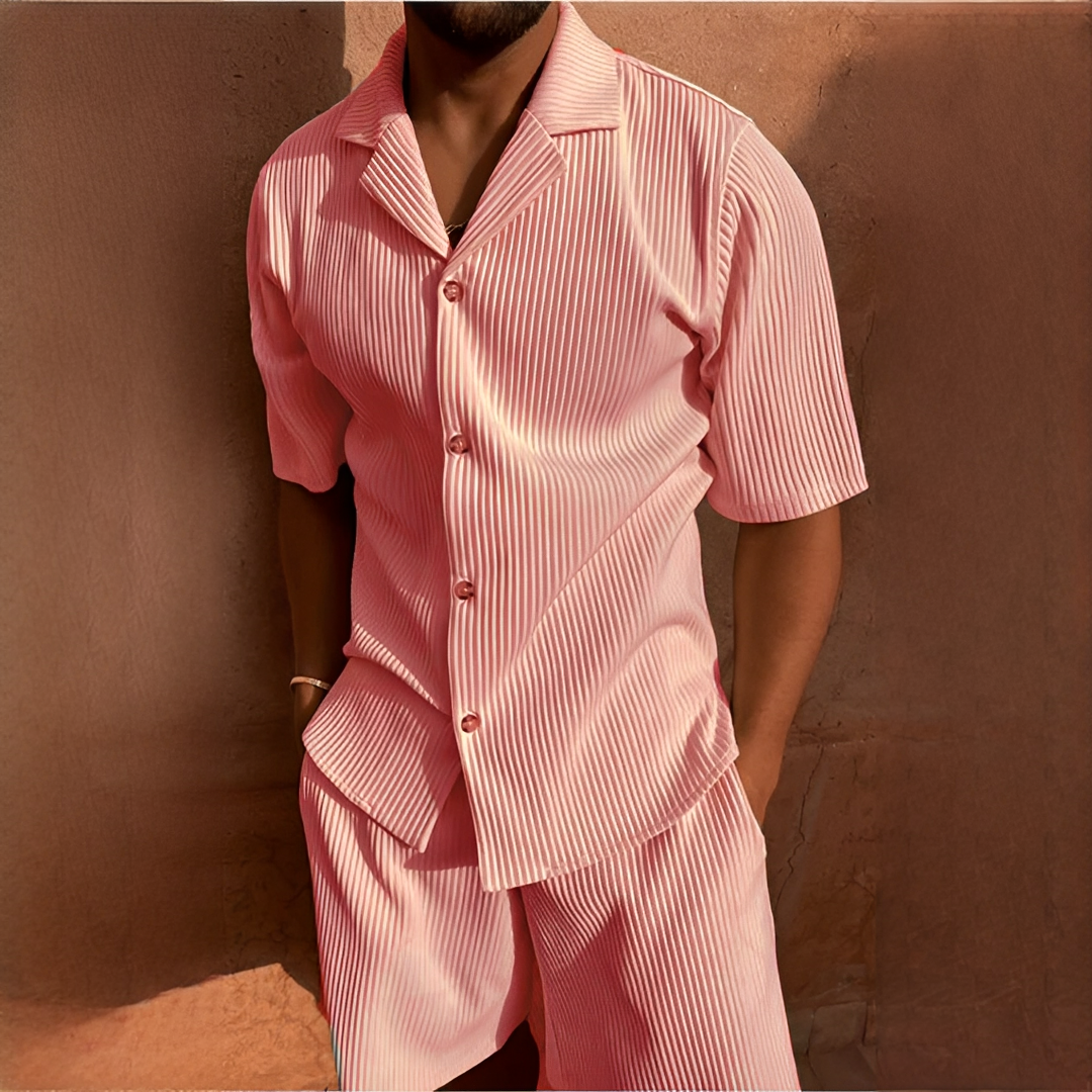 Junmar - Herren-Set aus Hemd und Shorts, lässig
