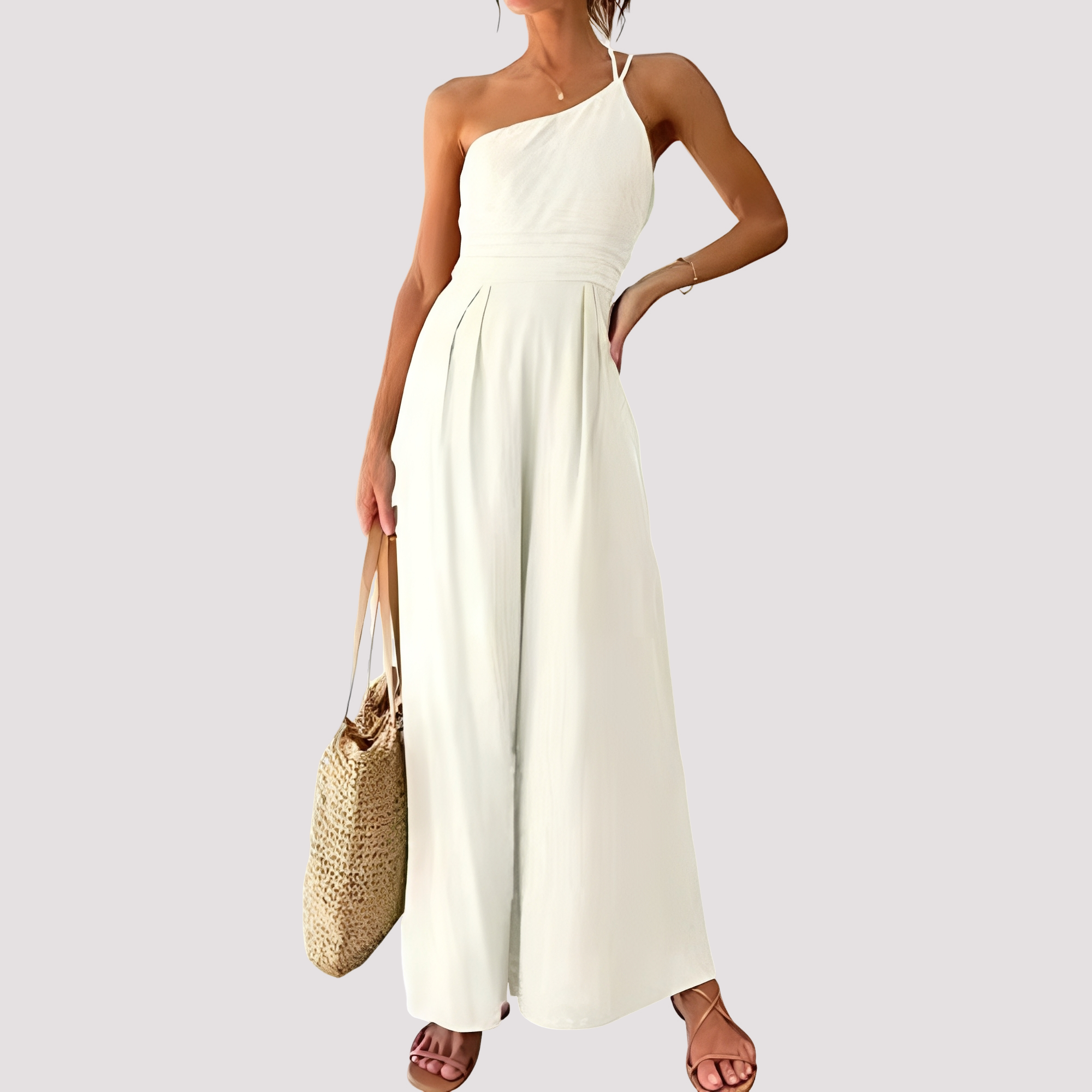 Carla - Stilvoller Ein-Schulter-Jumpsuit mit weitem Bein für Damen