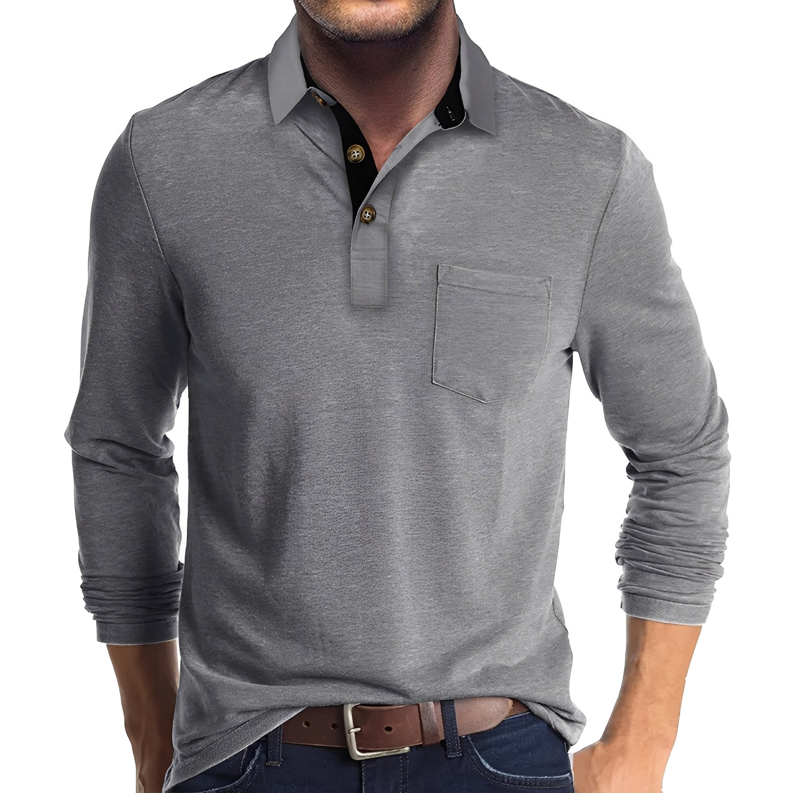 Marty - Lockeres Herren-Poloshirt mit langen Ärmeln