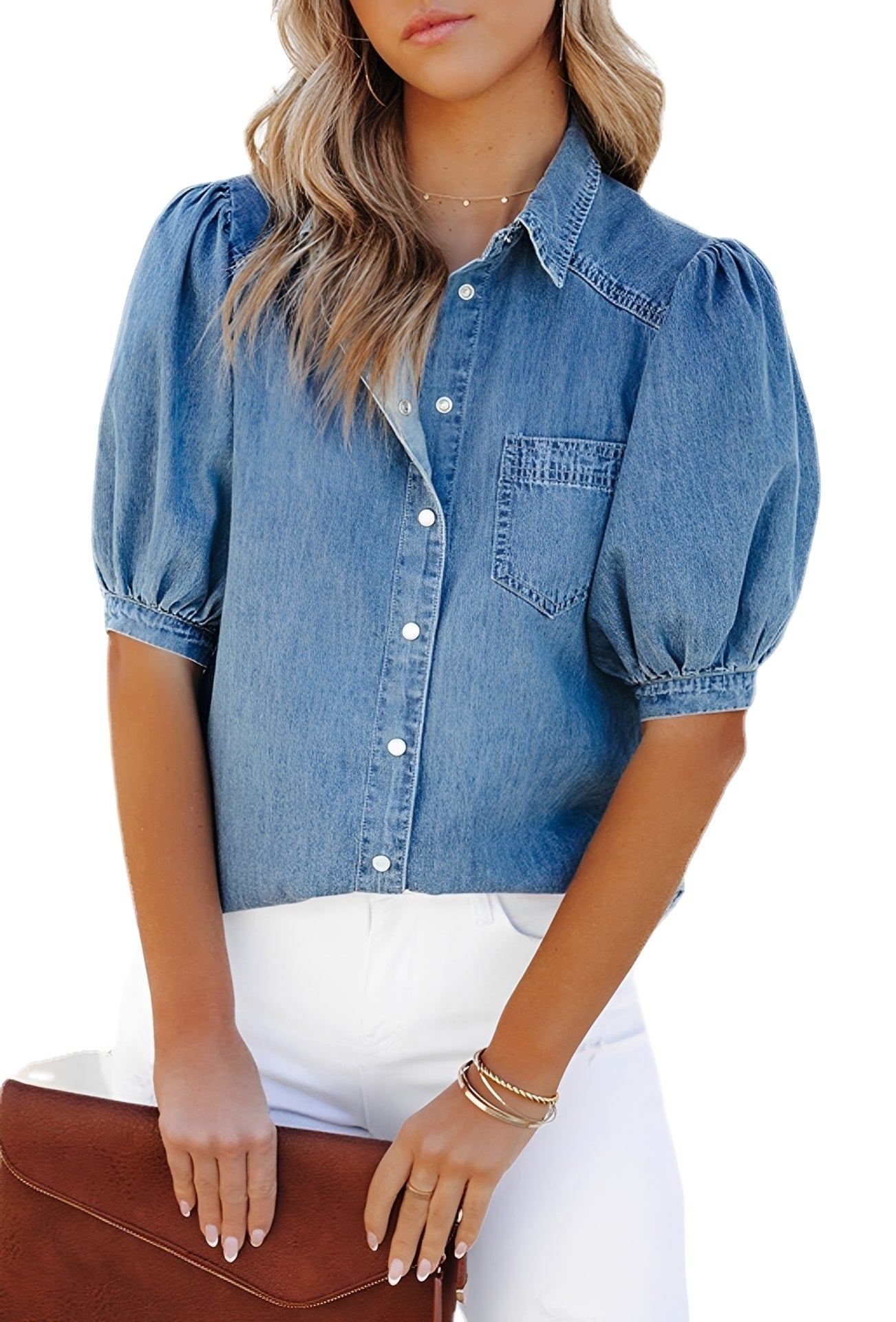 Mila - Elegantes Jeans-Hemd