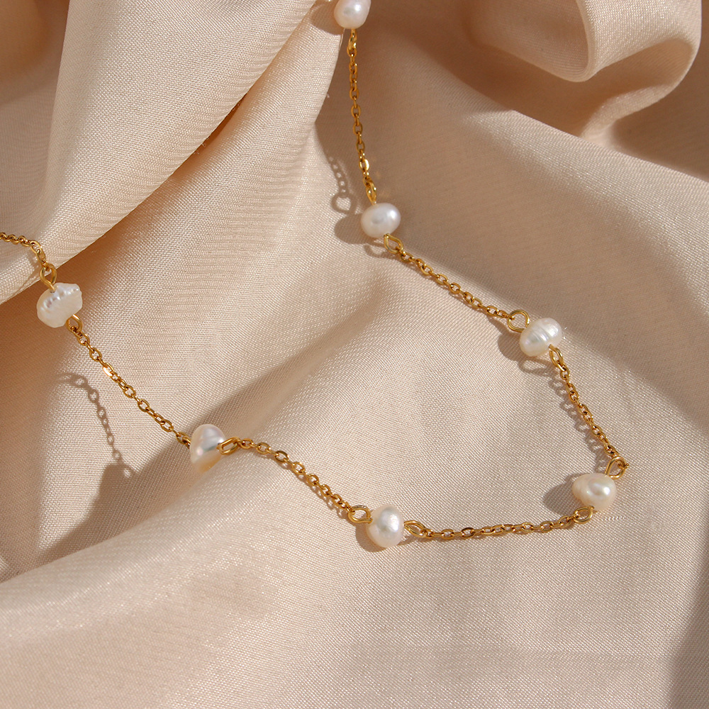 Goldene Perlenkette - Alltags-Halskette