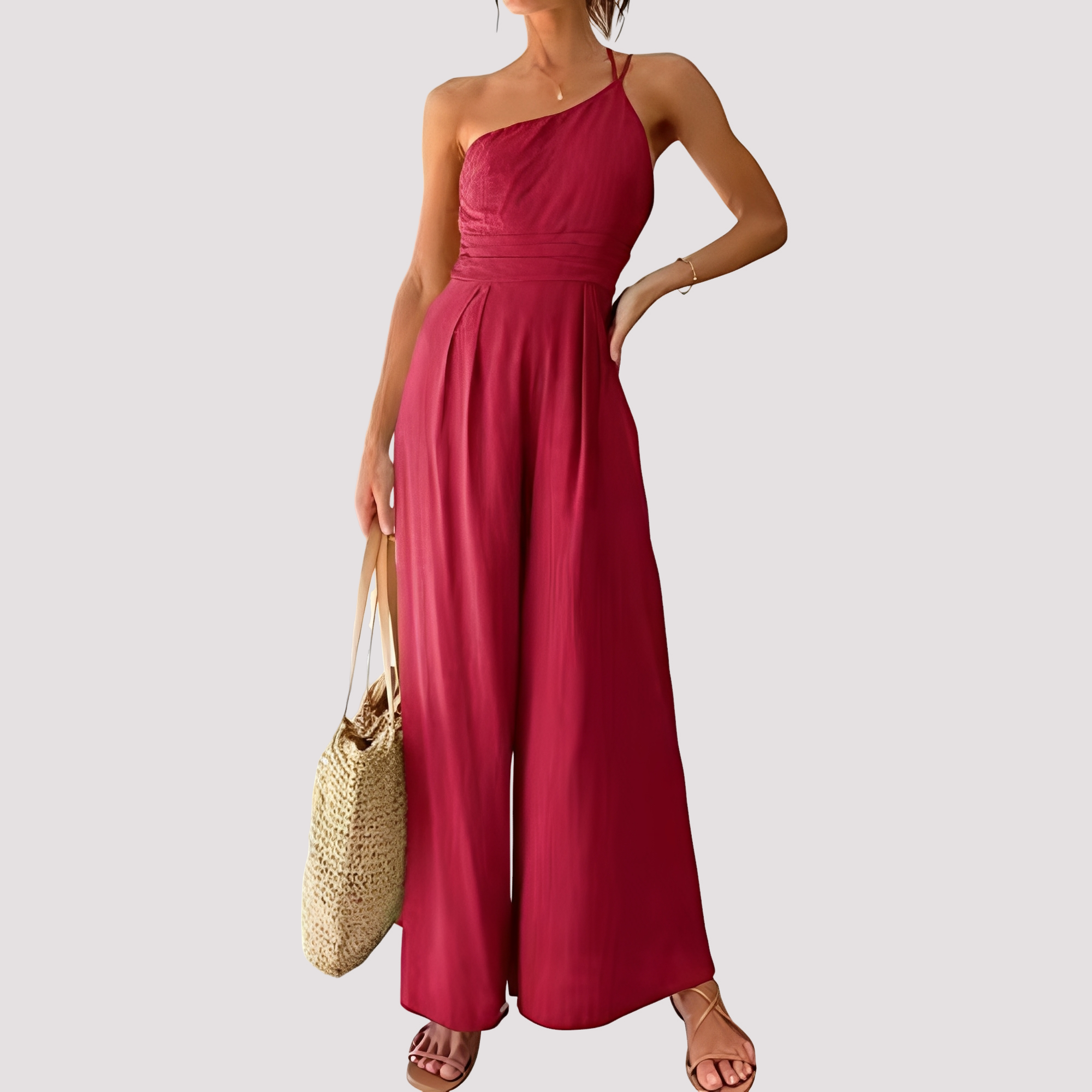 Carla - Stilvoller Ein-Schulter-Jumpsuit mit weitem Bein für Damen