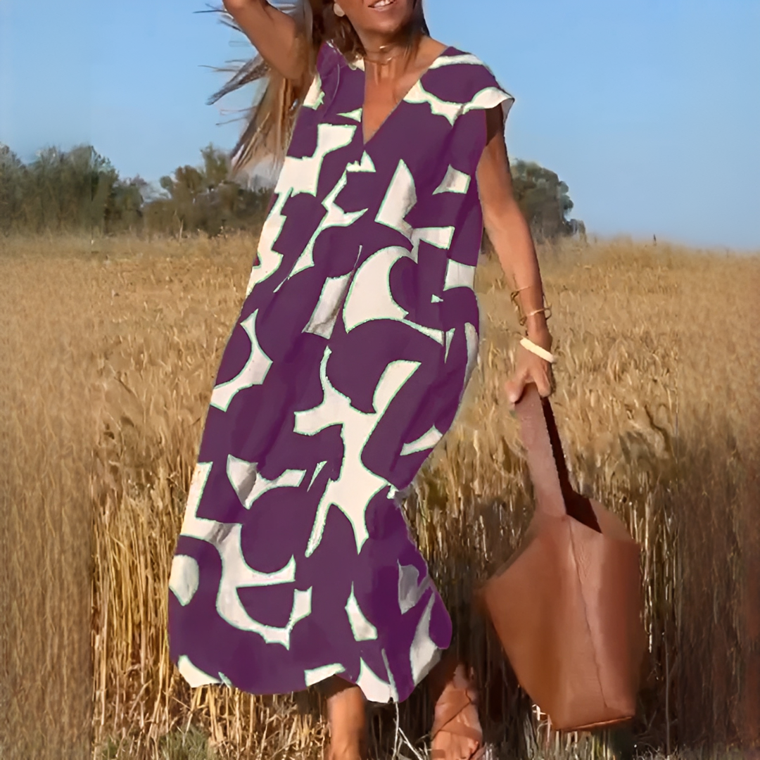 Vicky - Elegantes V-Ausschnitt Weites Kleid