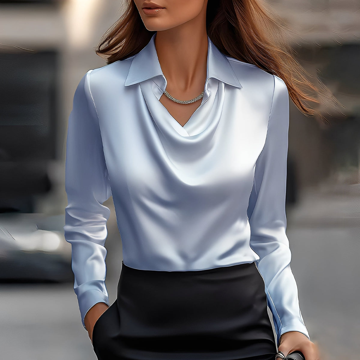 Laurentine - Anspruchsvolle Bluse mit langen Ärmeln für Damen