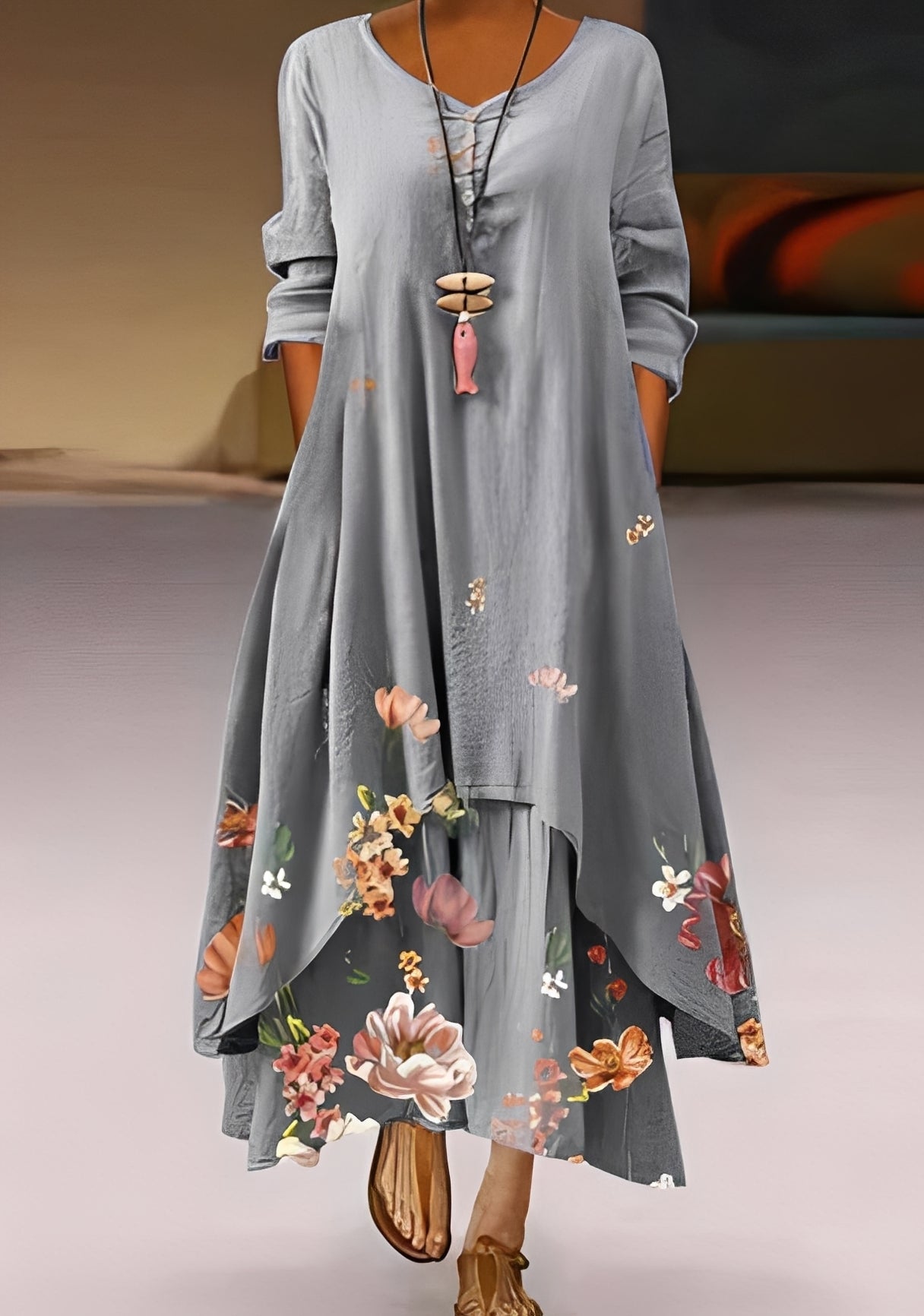 Belle - Stilvolles, locker geschnittenes Damenkleid mit Muster