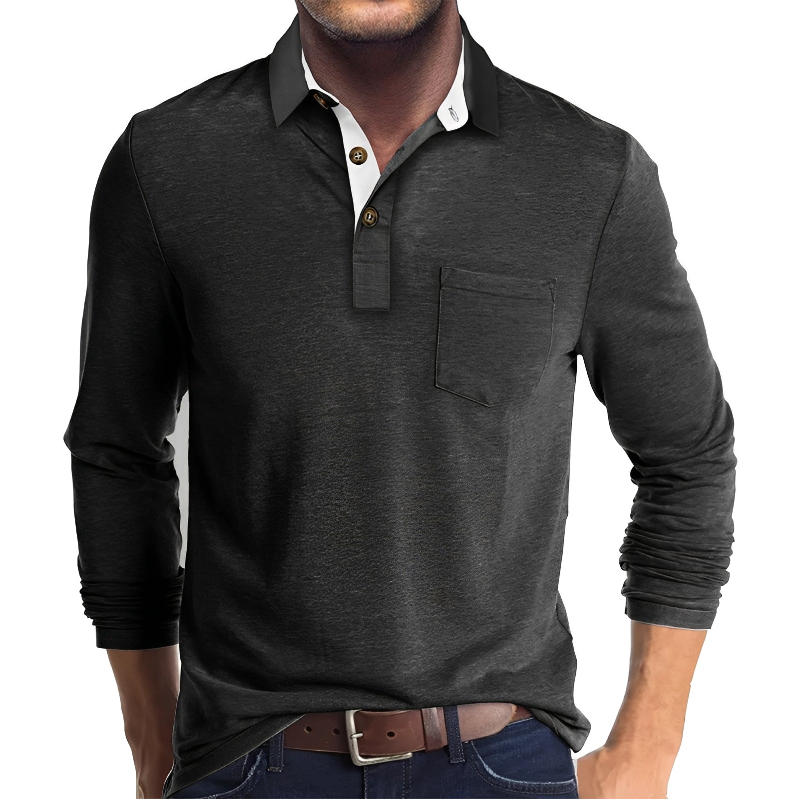 Marty - Lockeres Herren-Poloshirt mit langen Ärmeln