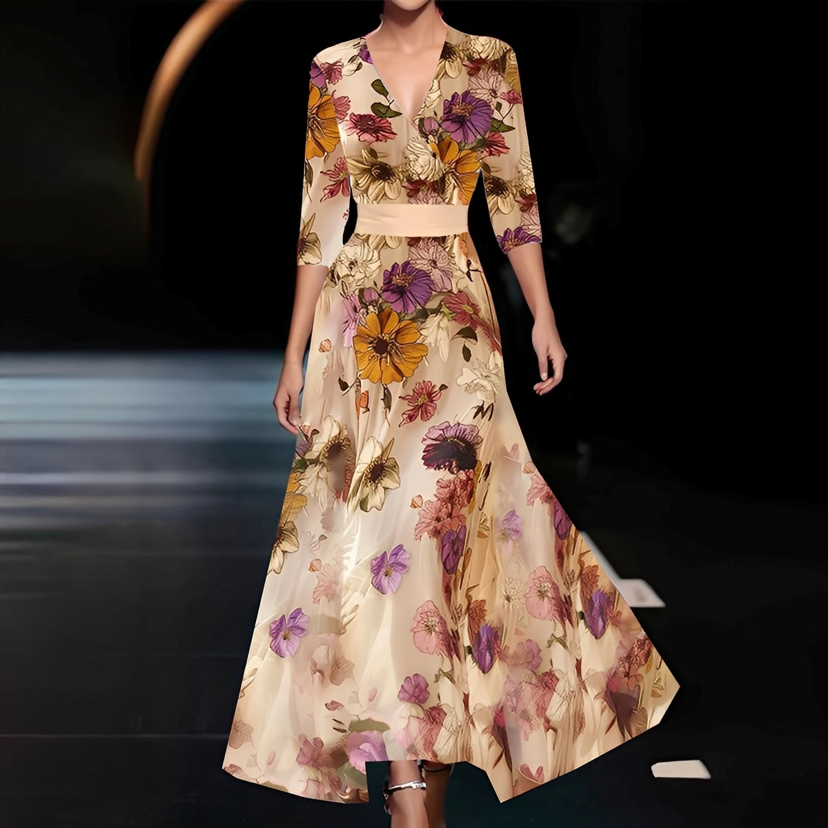 Debora - Damenlangkleid mit Blumendesign