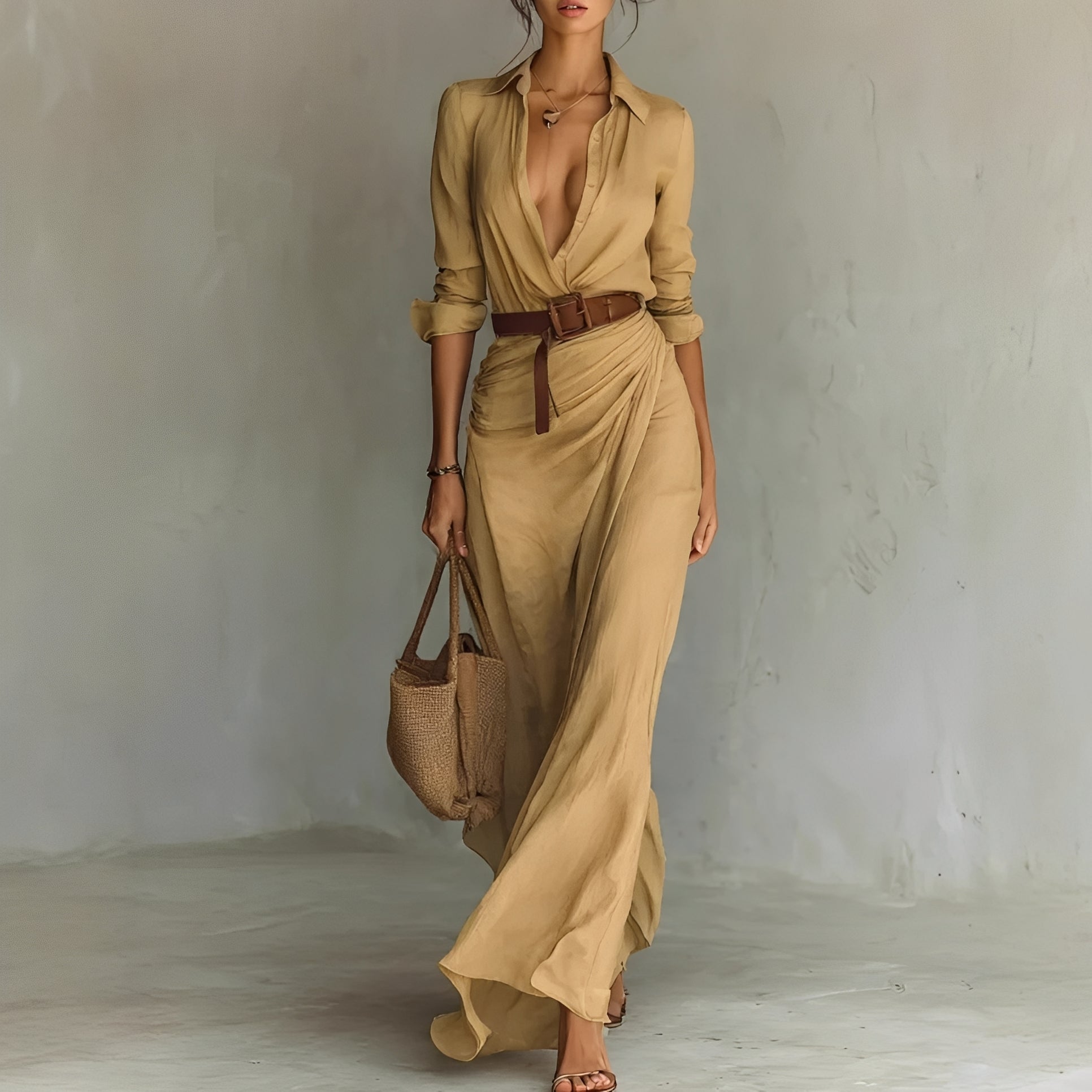 Hanny - Komfortables Maxikleid mit Taillengürtel