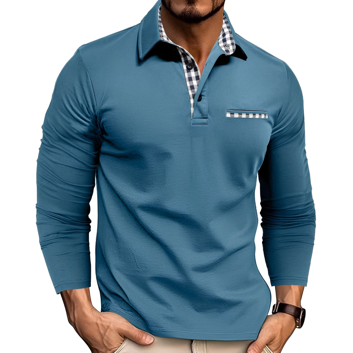 Rupert - Leichtes langärmeliges Herren-Poloshirt