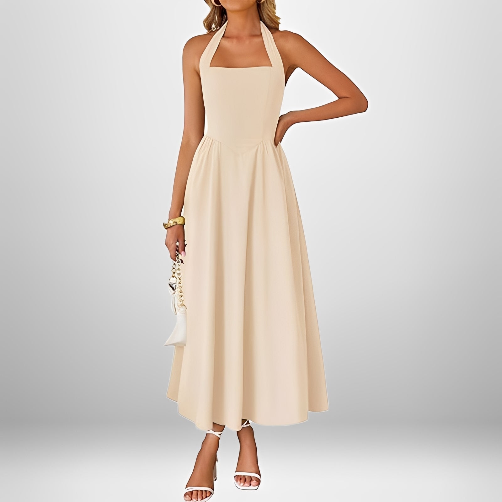 Joanna - Stilvolles Neckholder-Midikleid