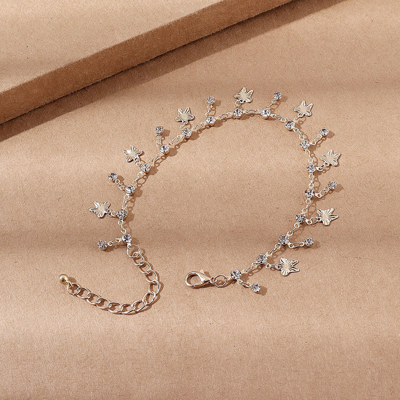 Fußkette mit Schmetterlingen und Quasten - Zirkonia-Fußkette