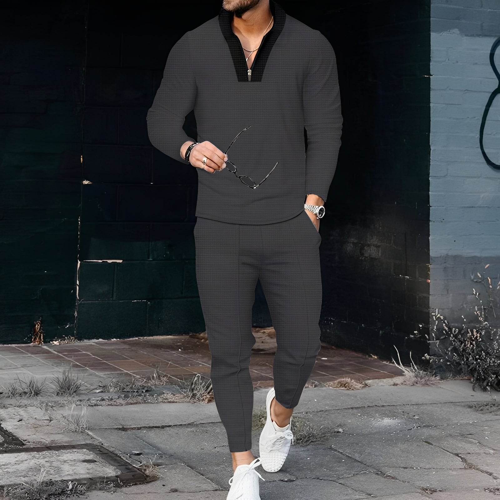 Andrew - Eleganter Herren-Trainingsanzug mit Waffelstruktur