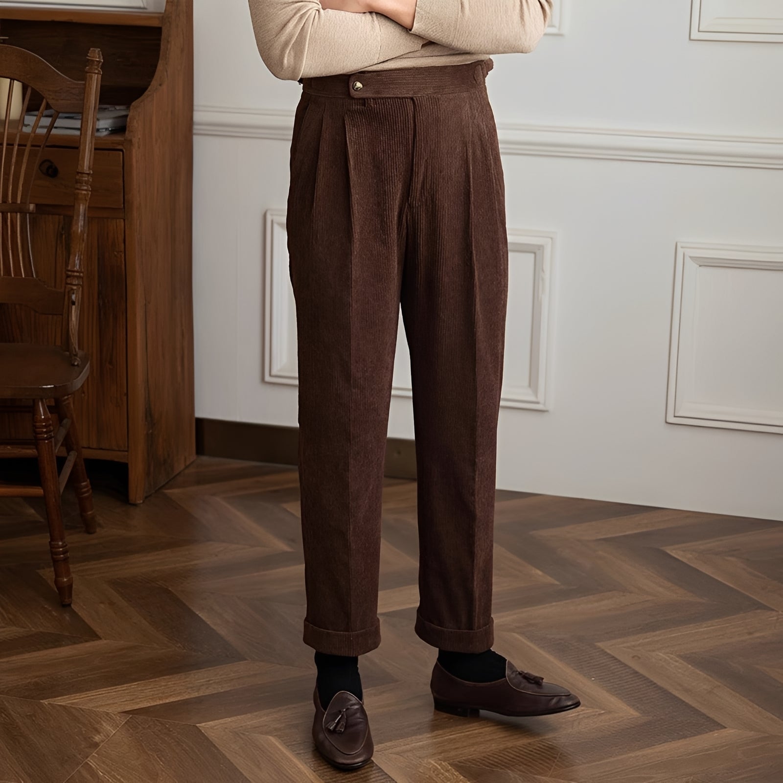Rafael - Hochgeschnittene Kordhosen