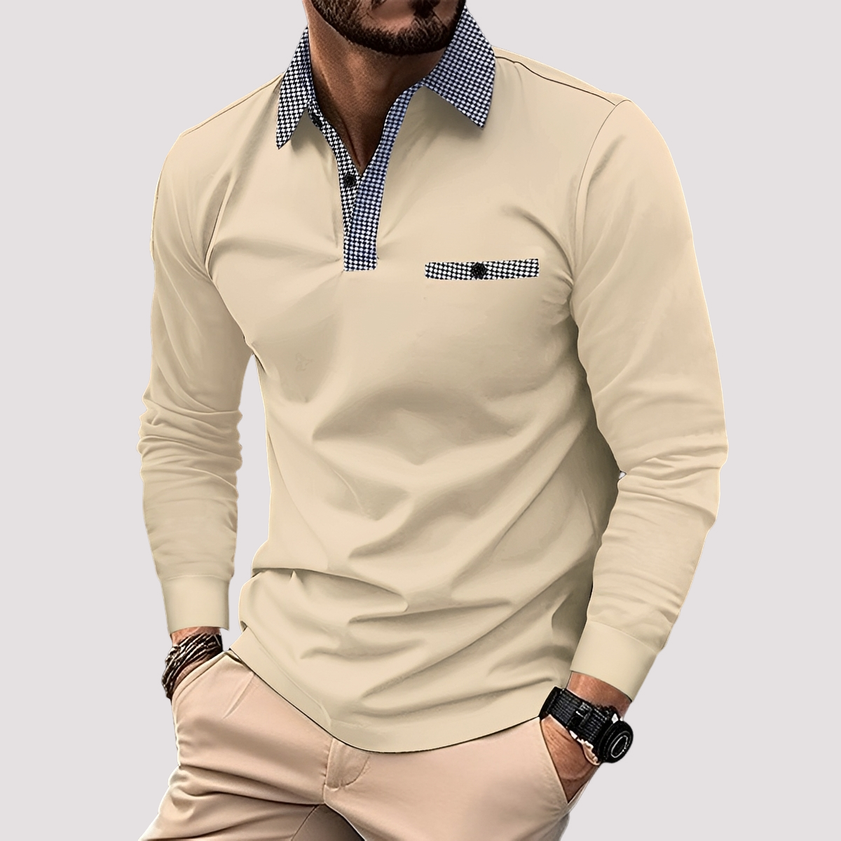 Aidan - Elegantes Langarm-Poloshirt für Herren