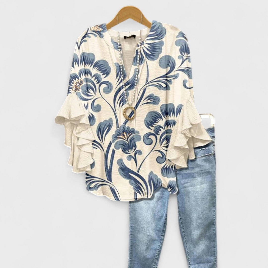 Kay- Elegante Damenbluse mit floralem Muster
