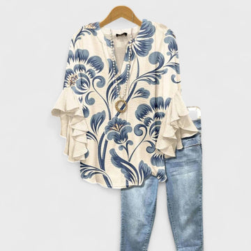 Kay- Elegante Damenbluse mit floralem Muster