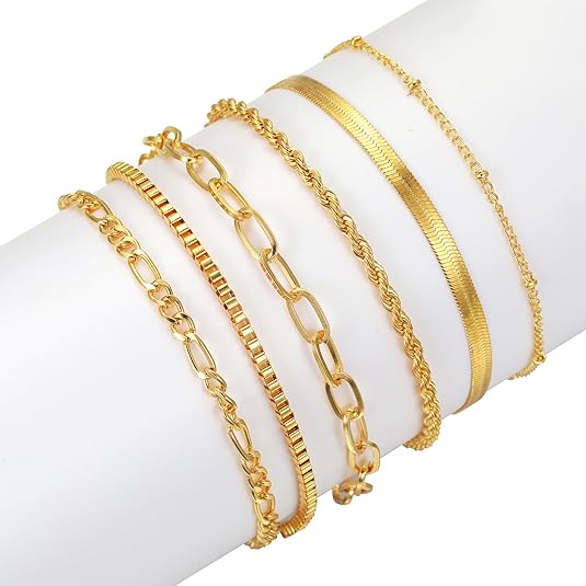 Paige – Set aus 6 mehrlagigen Armbändern