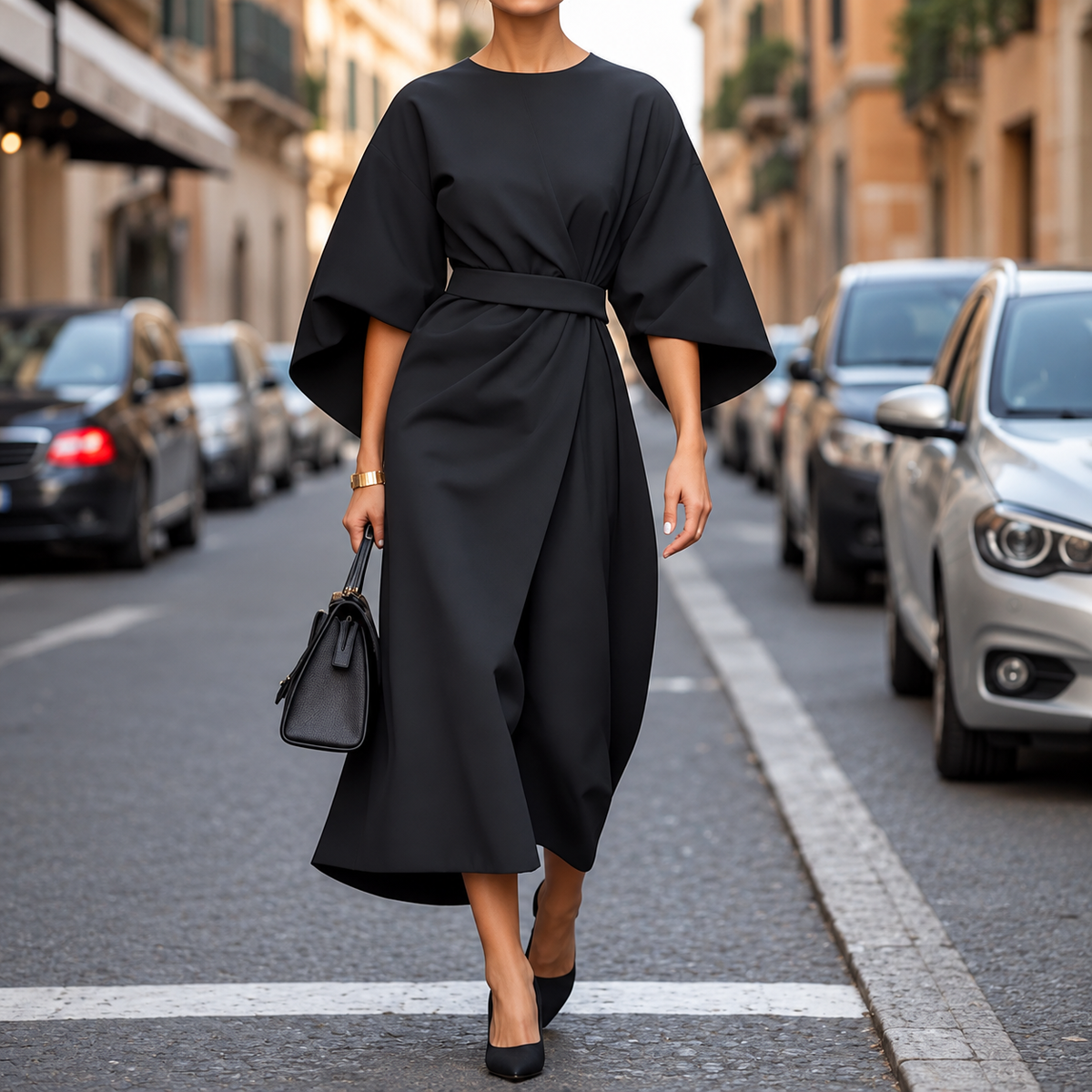 Clare - Maxi Kleid mit Taillenkordel