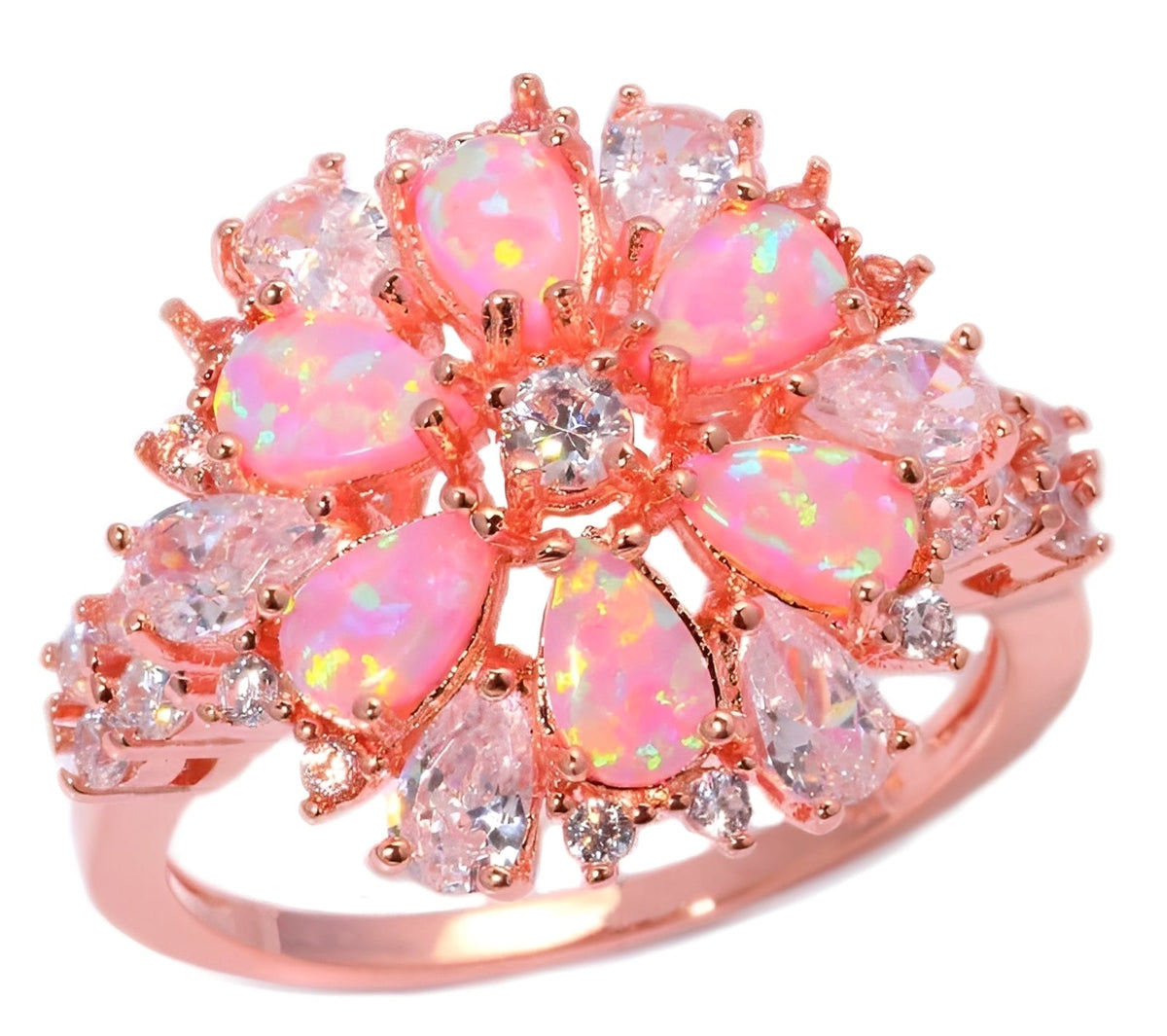 Rian – Zarter Ring mit Feueropal-Blüte