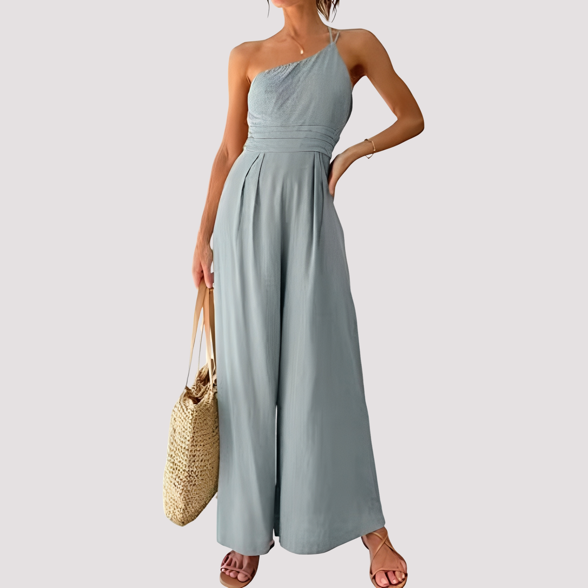 Carla - Stilvoller Ein-Schulter-Jumpsuit mit weitem Bein für Damen