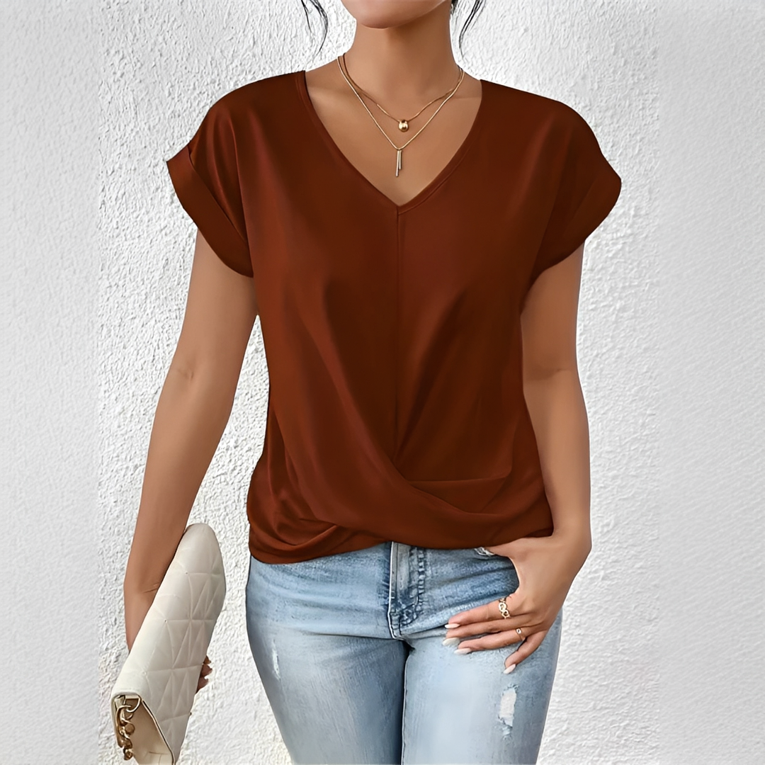 Velanie - Weites V-Ausschnitt-Shirt
