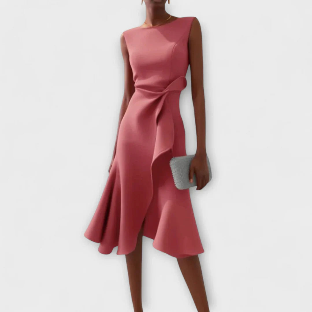 Sheila - Elegantes Damen Midikleid mit Volant-Details