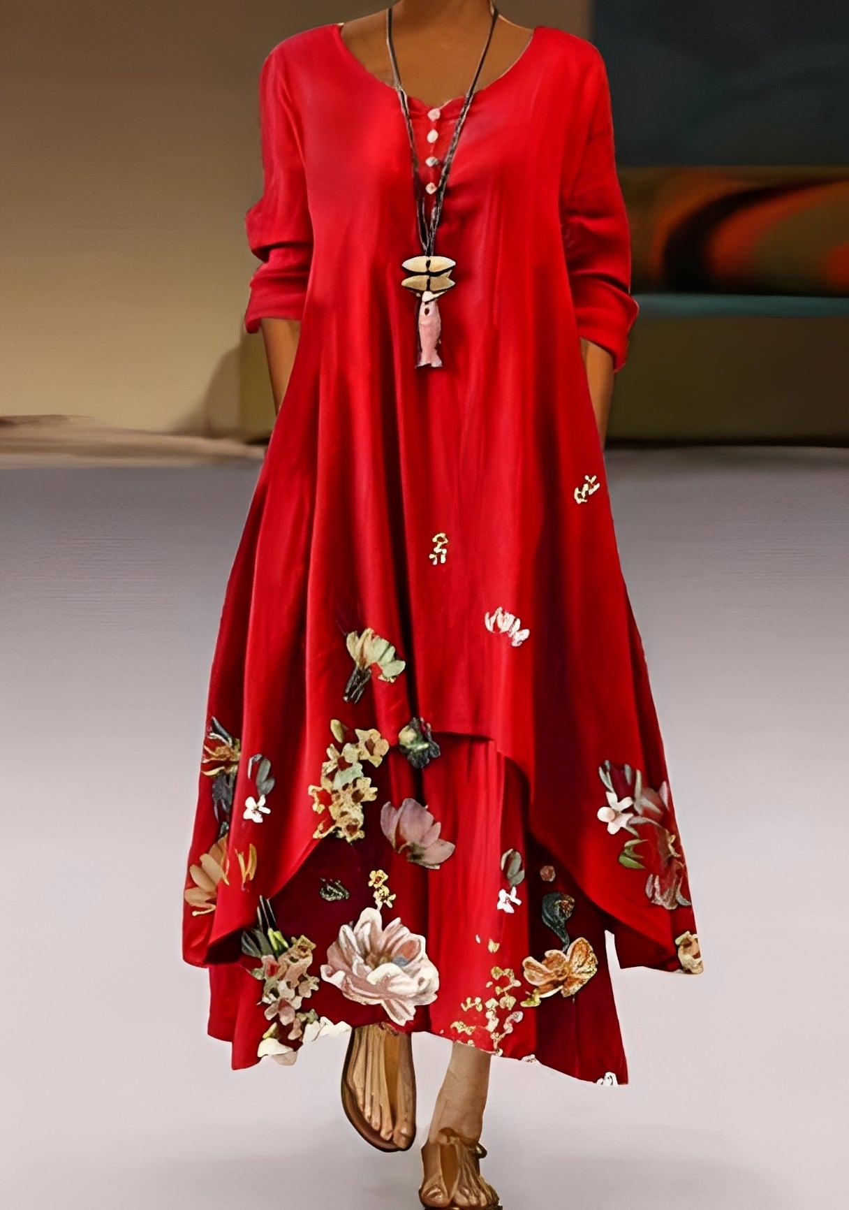 Belle - Stilvolles, locker geschnittenes Damenkleid mit Muster