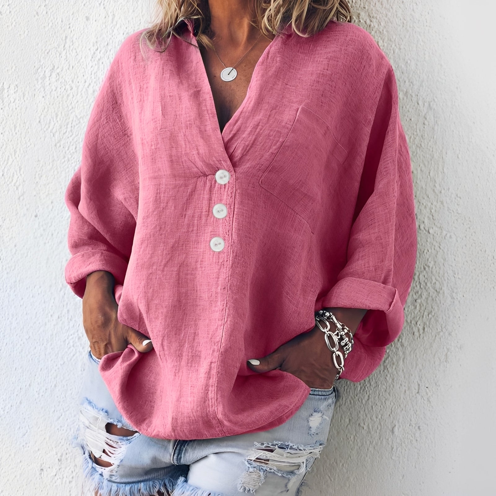 Sandra - Bequemes Langarmhemd für Damen