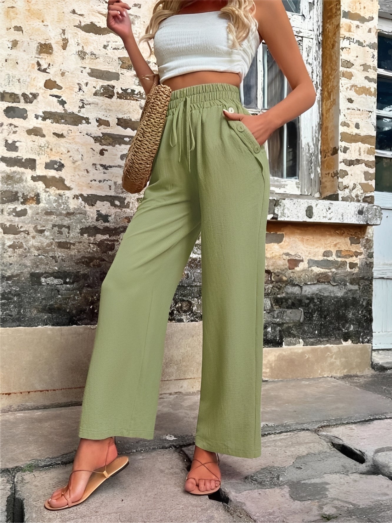 Allie - Elegante, locker geschnittene Hose mit hoher Taille für Damen