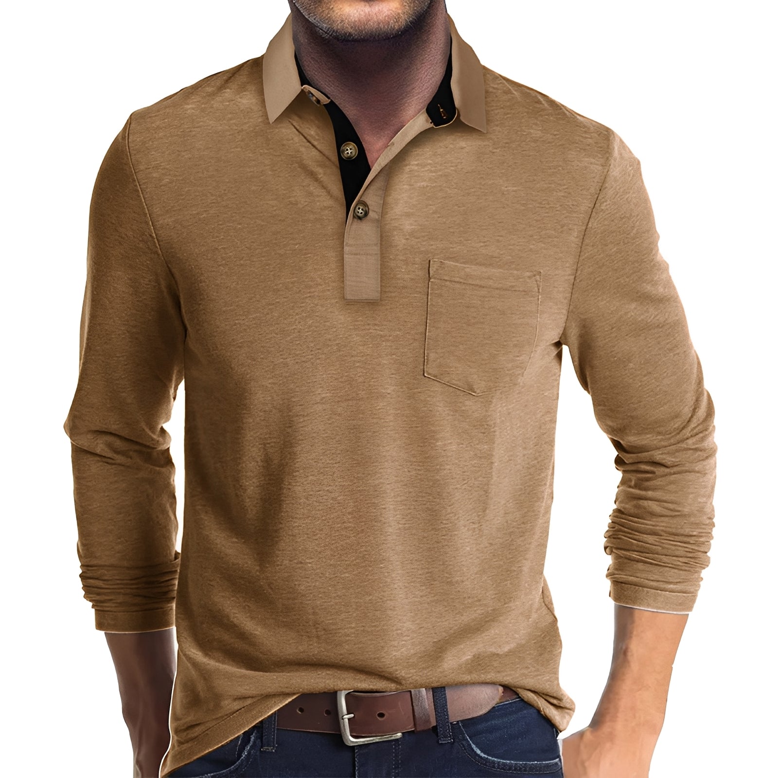 Marty - Lockeres Herren-Poloshirt mit langen Ärmeln