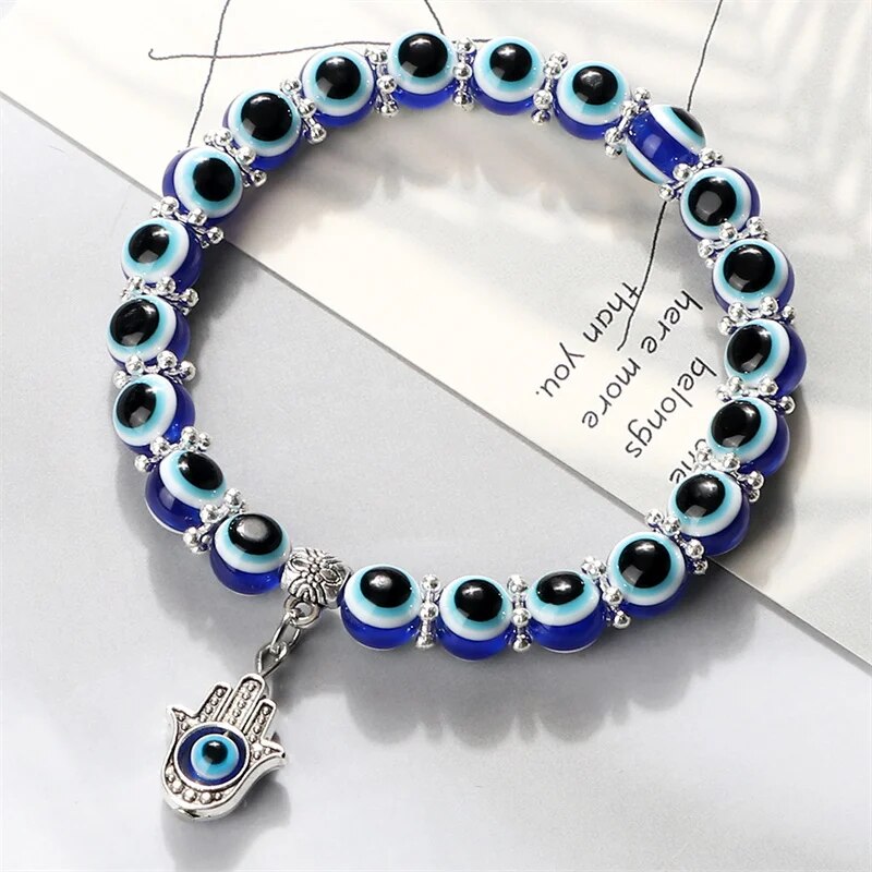 Fußkette im Ocean Style mit bösem Blick - Karma und Glück