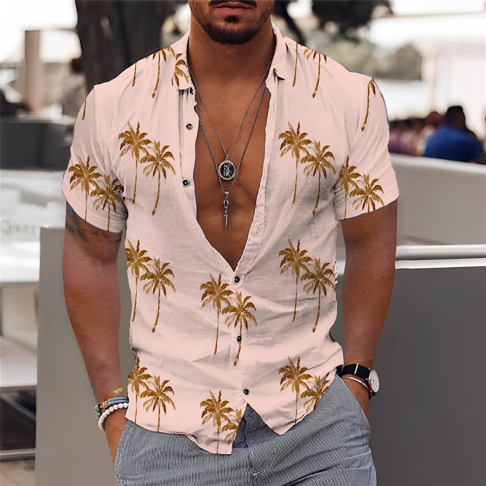 Hector - Elegantes Herrenhemd mit Palmenmotiv