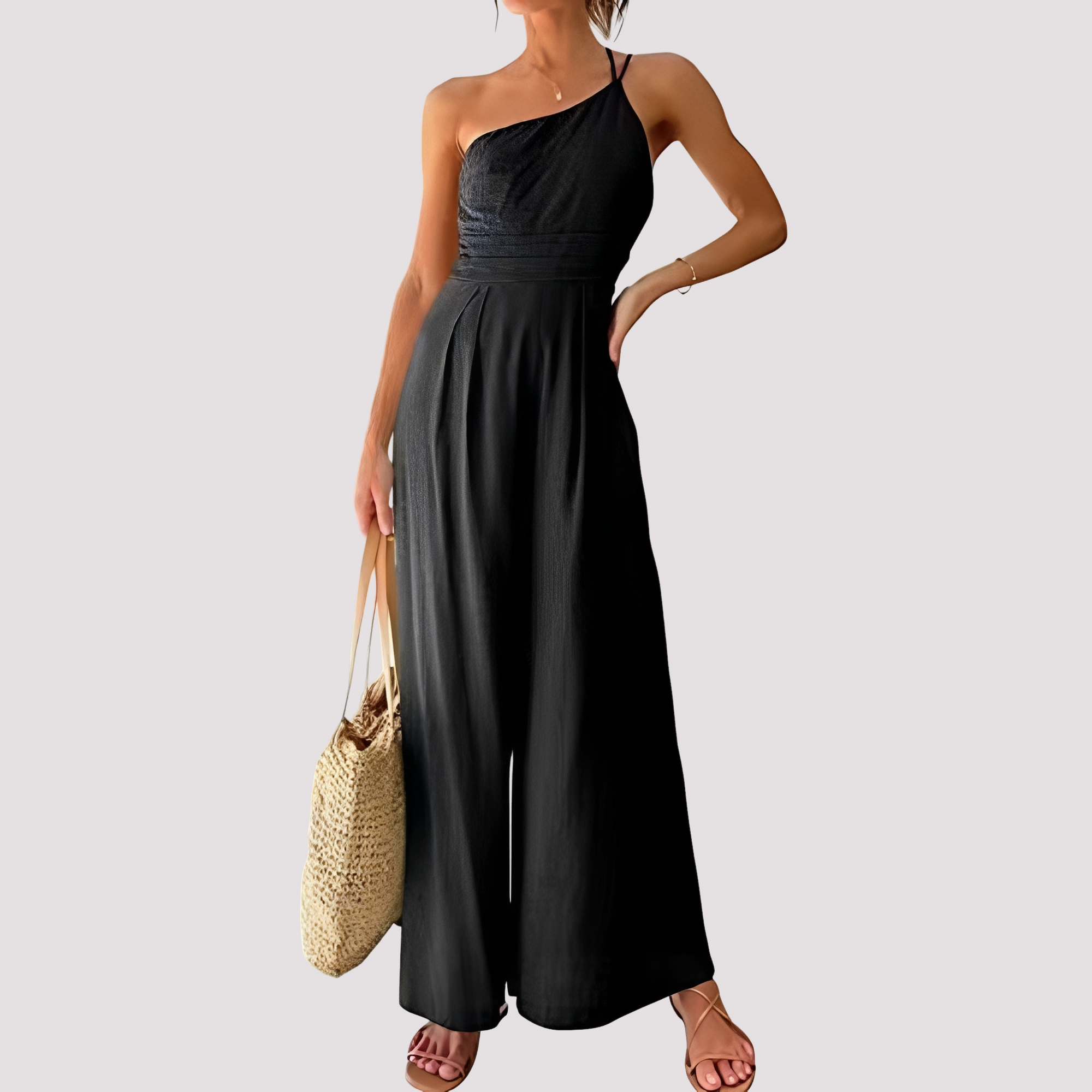 Carla - Stilvoller Ein-Schulter-Jumpsuit mit weitem Bein für Damen