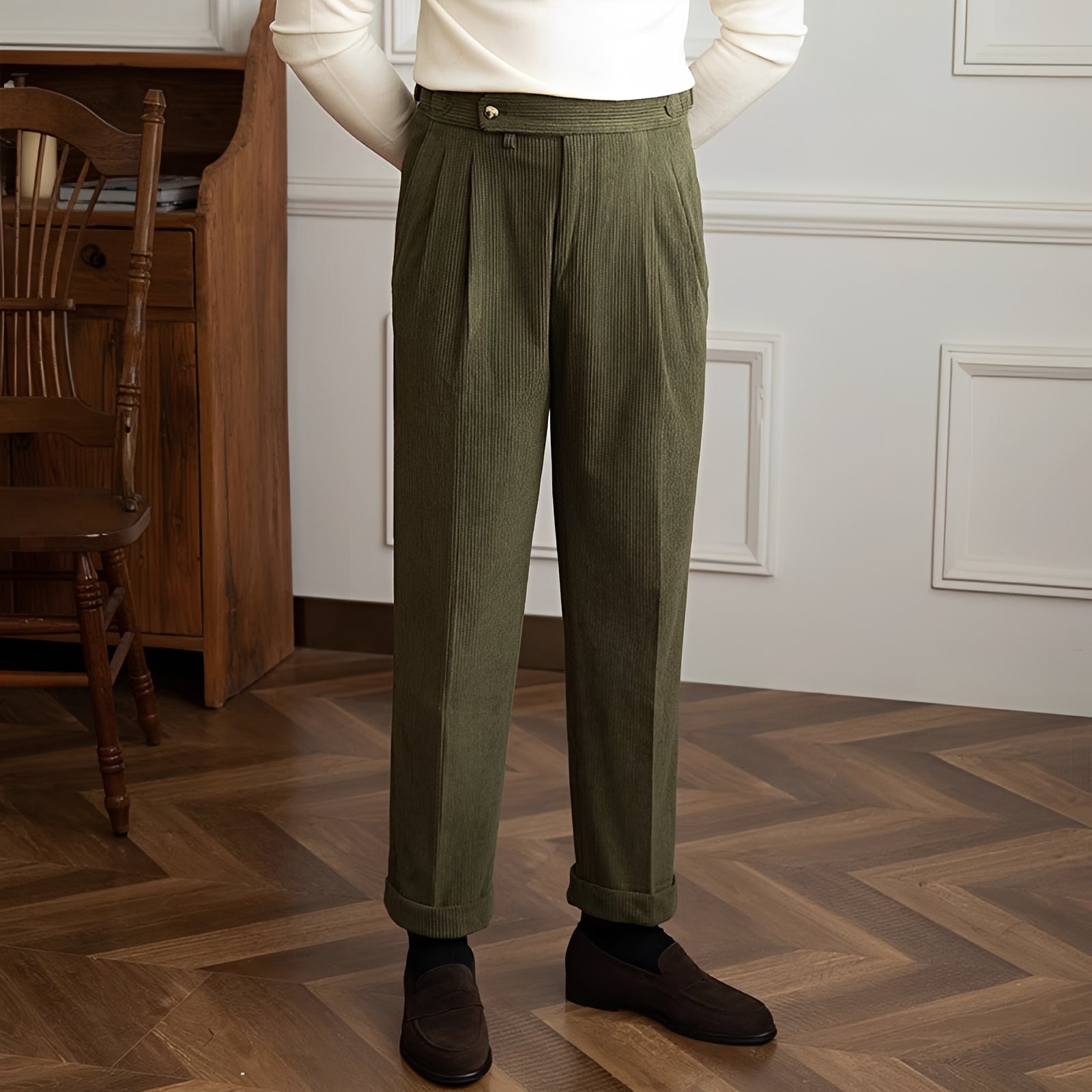 Rafael - Hochgeschnittene Kordhosen